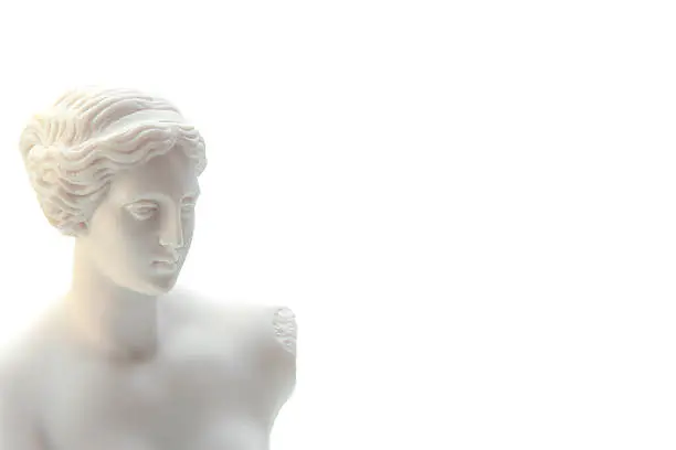 sculpture of Venus head isolated on white