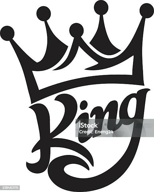 Crown King Typography Stock Illustration - Download Image Now - King - Royal Person, Crown - Headwear, Vector
