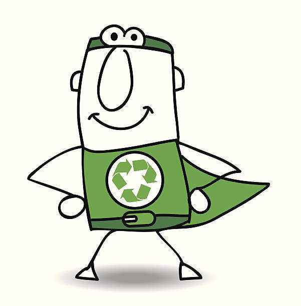 супергерой переработать возвращается - recycling green environment superhero stock illustrations