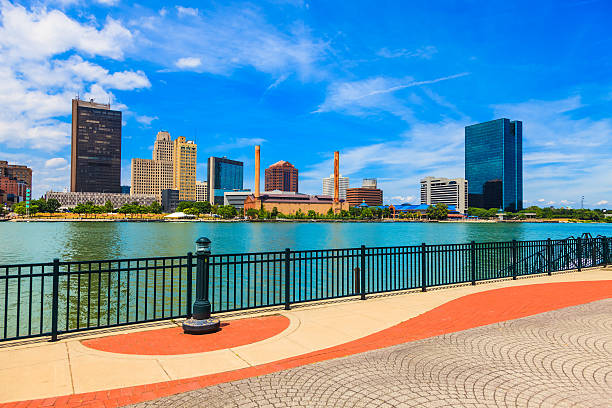 Toledo skyline, Ohio Toledo skyline and waterfront with the Maumee River, Ohio ohio stock pictures, royalty-free photos & images