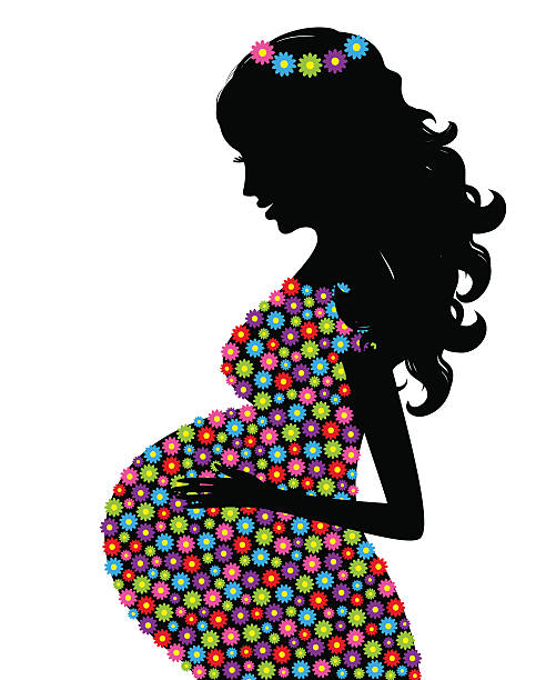 Silhouette of pregnant woman Silhouette of pregnant woman pregnant patterns stock illustrations