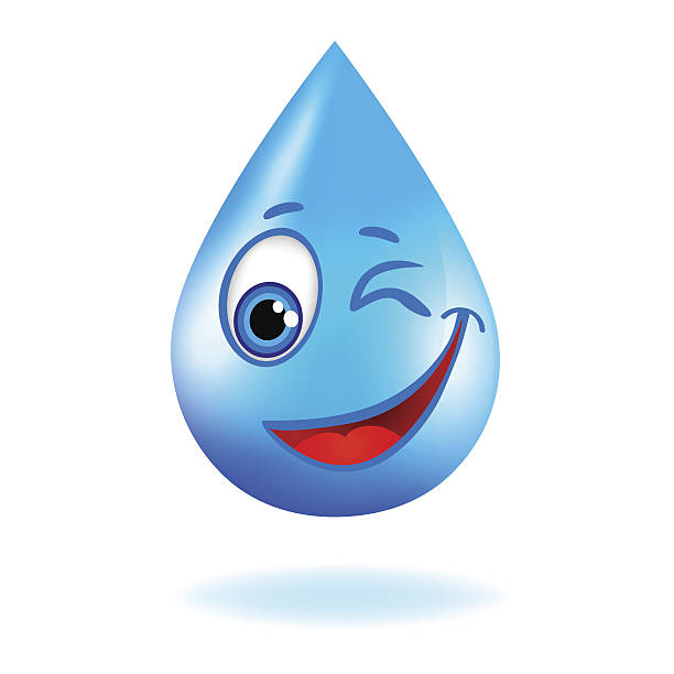 ilustraciones, imágenes clip art, dibujos animados e iconos de stock de azul brillante de agua gota con los ojos - condensation smiley face water raindrop