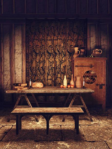 istock Dining room in a medieval house 518493948