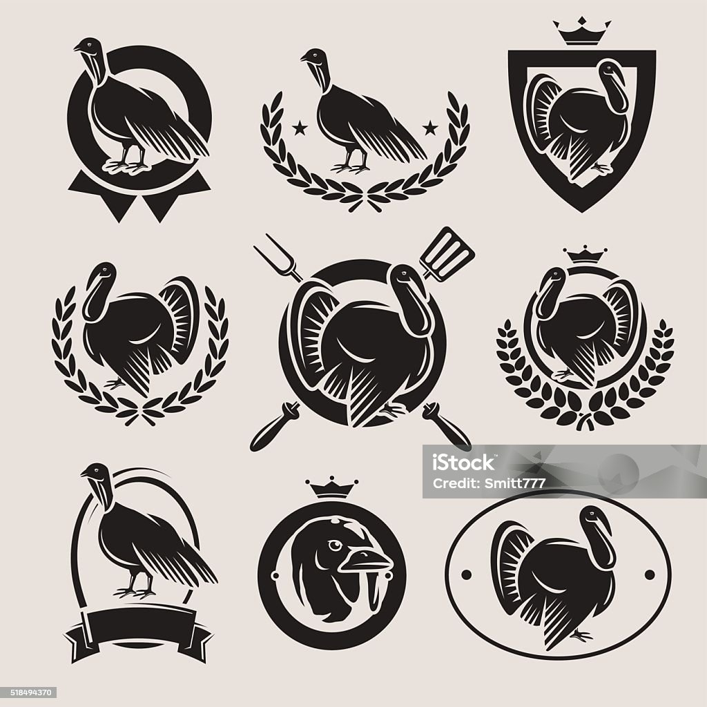 Turkey Label Simple Turkey Labels And Elements Set Vector Stock Illustration - Download ...