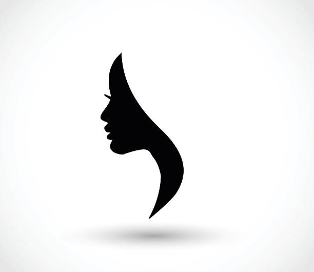 여자 프로필 뷰티 일러스트 및 벡터 - silhouette women black and white side view stock illustrations