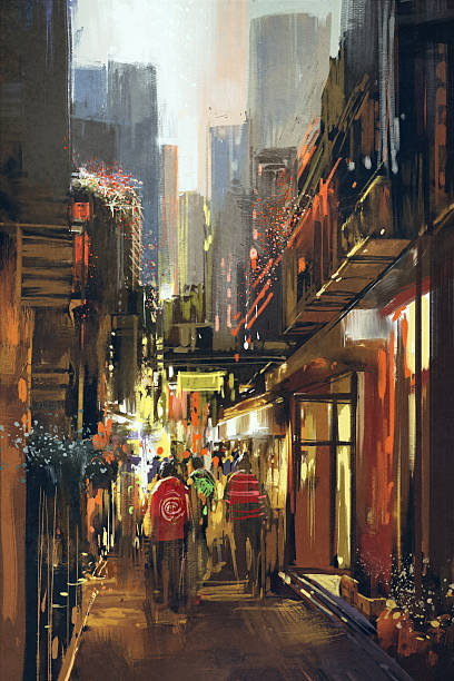 istock people in alleyway,illustration painting 518497544