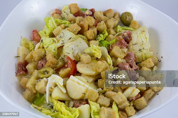 Salad Bowl On White Background Stock Photo - Download Image Now - Animal Egg, Appetizer, Bowl