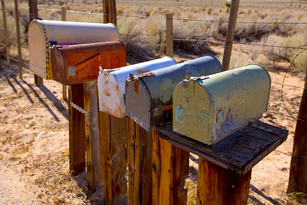 istock Mailboxes aged vintage in west California desert 518498671
