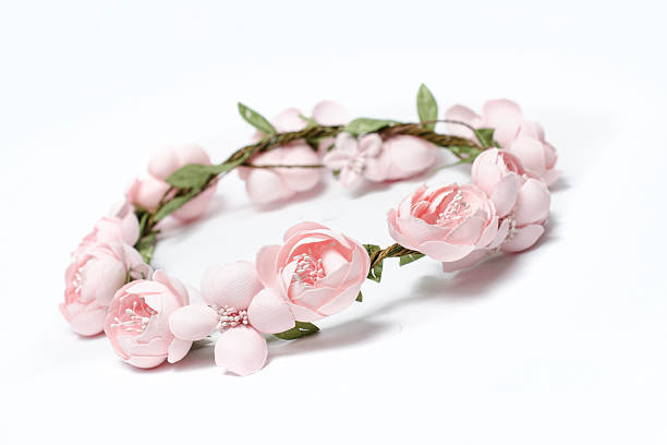 istock wreath of pink flowers on a white background 518499622