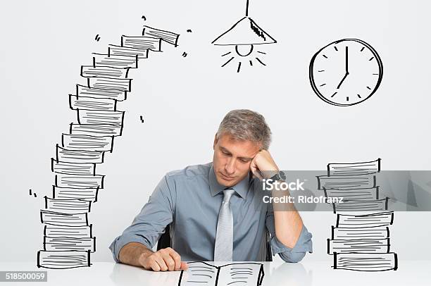 Man Working Till Late Stock Photo - Download Image Now - 30-39 Years, 40-49 Years, Adult