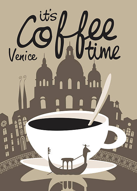 illustrazioni stock, clip art, cartoni animati e icone di tendenza di caffè di venezia - gondolier engraving engraved image illustration and painting