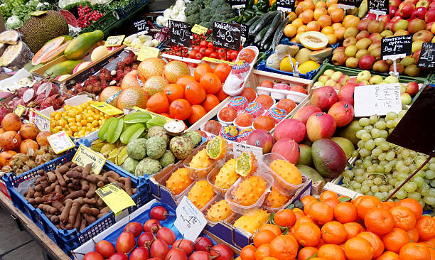istock Exotic fruits and vegetables for sale 518500917