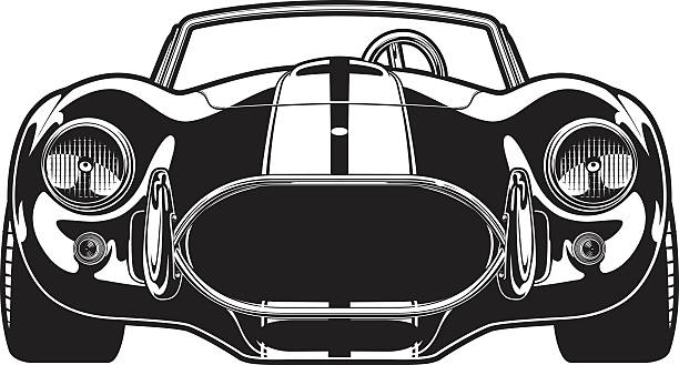 ilustrações, clipart, desenhos animados e ícones de vintage carro de corrida - car front view racecar sports car