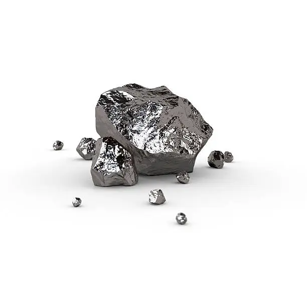 Metal piece, mineral raw materials isolated illustration