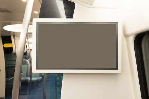 blank tv billboard in metro railway station, shot in asia, hong kong, great for your copy space