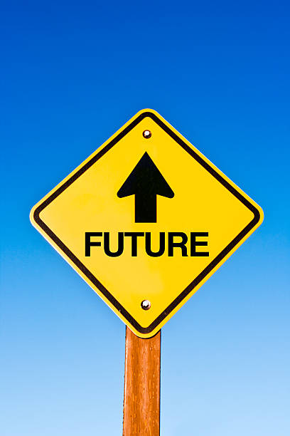 istock Road Sign with Arrow Pointing to Future 518502298