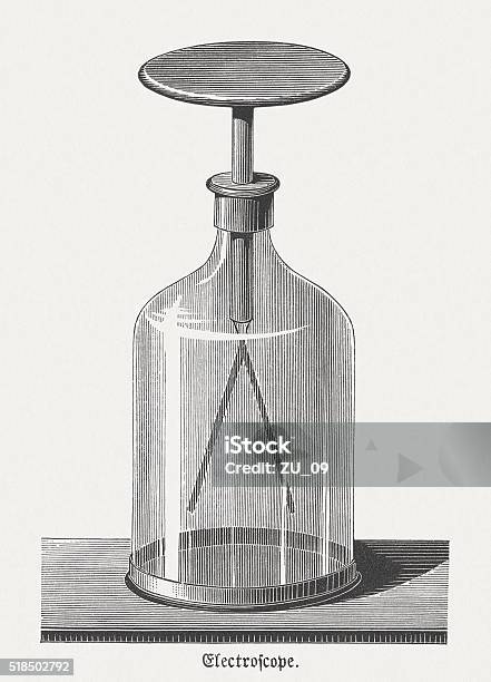 Gold Leaf Electroscope By Bennet Wood Engraving Published 1880 Stock Illustration - Download Image Now