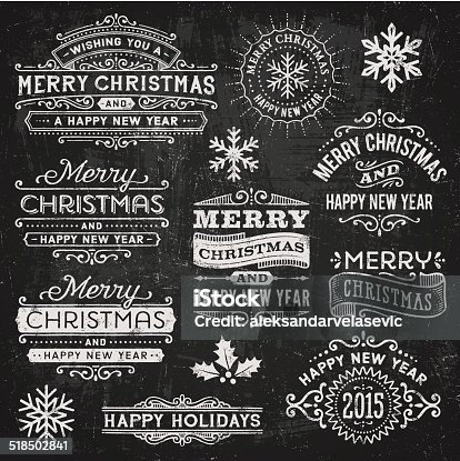 istock Christmas and Holiday Chalkboard Badges 518502841