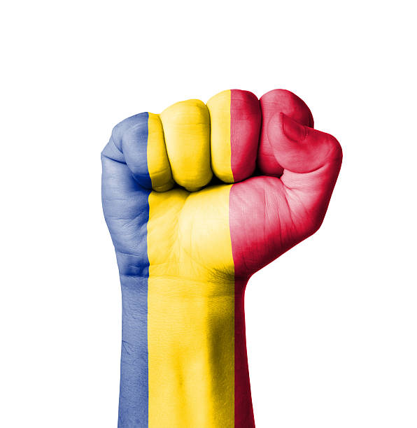 istock Fist of Romania flag painted 518502875