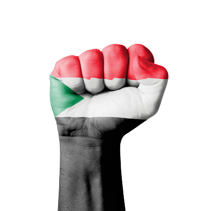 Fist of Sudan flag painted