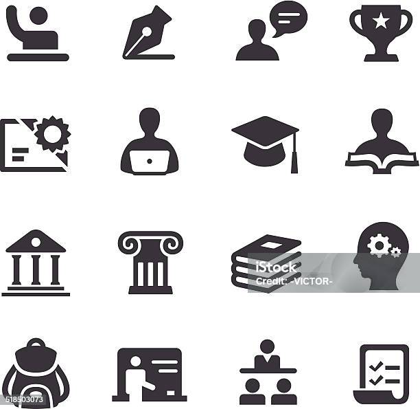 Education Icons Acme Series Stock Illustration - Download Image Now - Icon Symbol, School Building, Symbol