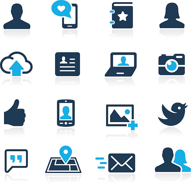 Social Icons // Azure Series Vector icons for your website or presentations. photo messaging photos stock illustrations