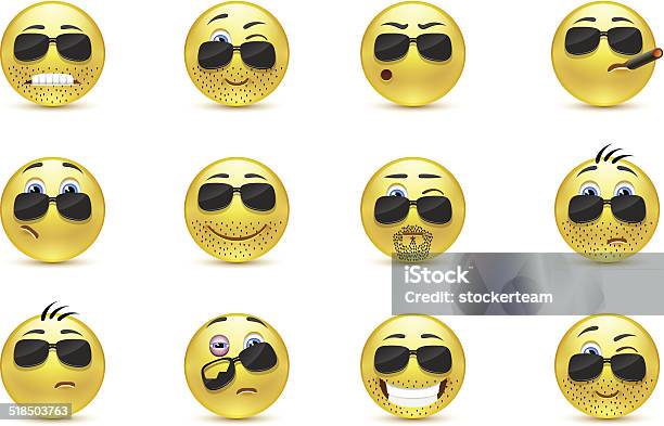 Set Inspirationa Bearded Emoticons Stock Illustration - Download Image Now - Animal Body Part, Animal Eye, Animal Hair