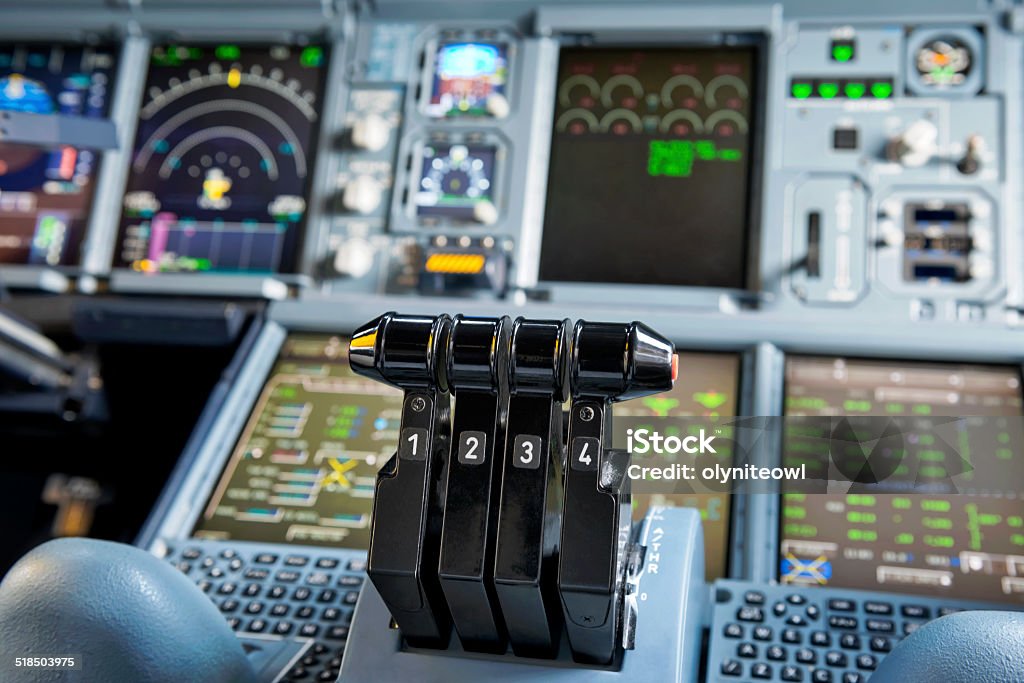 Throttles Thrust levers Aerospace Industry Stock Photo