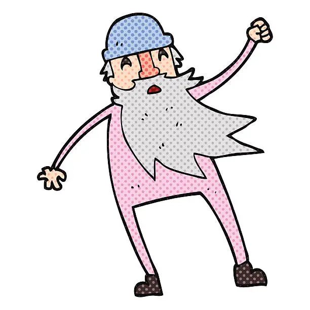 Vector illustration of cartoon old man in thermal underwear