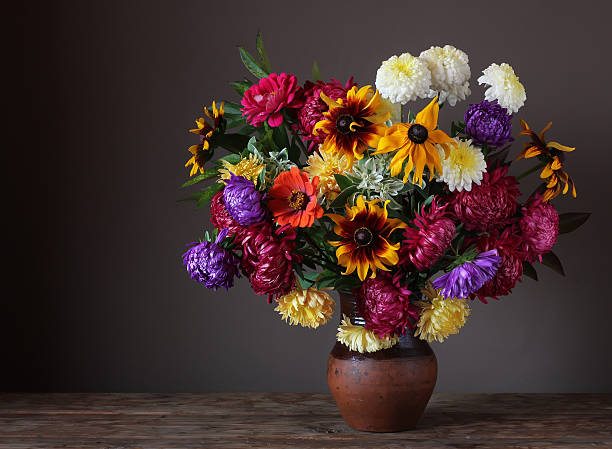 istock Still life with asters and chrysanthemums 518505154