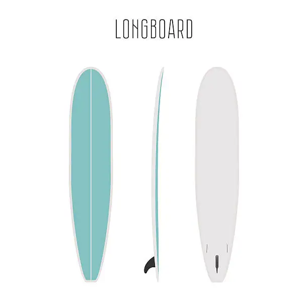 Vector illustration of Vector surf long board with three sides