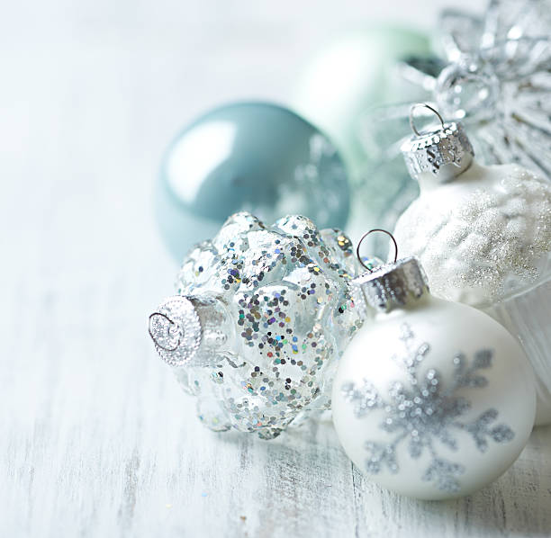 istock White and Blue Christmas Ornaments 518522223