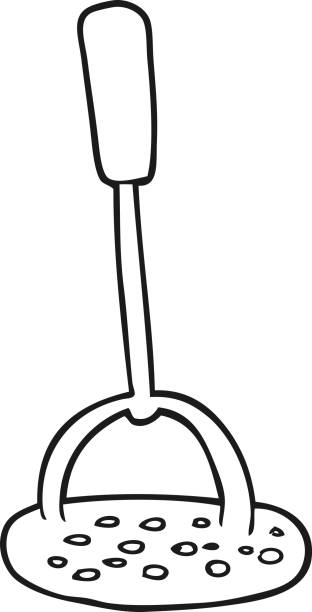 black and white cartoon potato masher freehand drawn black and white cartoon potato masher clip art of a potato masher stock illustrations