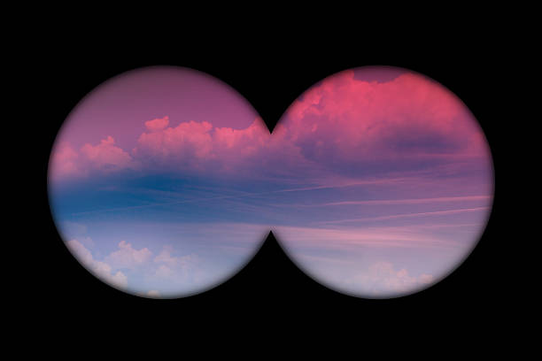 vista de binóculo na manhã céu - olhando através imagens e fotografias de stock