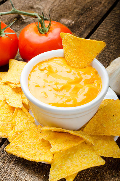 istock Tortilla chips with tomato and cheese-garlic dip 518524205