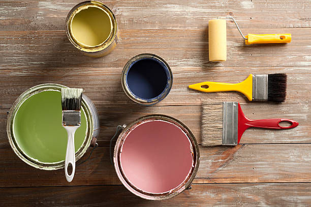 casa removation - paint home improvement paint can decorating imagens e fotografias de stock