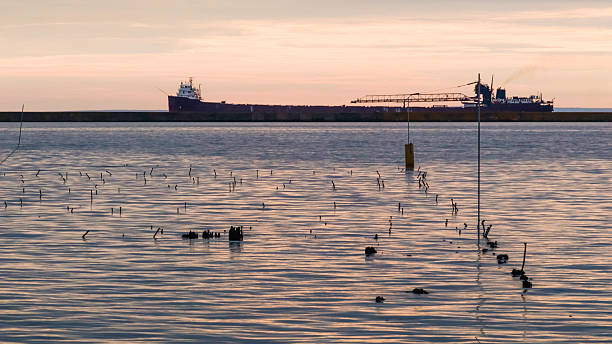 istock Great Lakes merchant vessel sets out from port 518525315