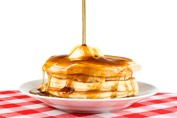 śniadanie i syrop do naleśników - pancake zdjęcia i obrazy z banku zdjęć