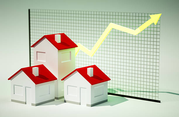 istock 3d render image of houses with graph growing 518525591