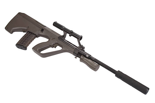 istock Steyer Aug assault rifle with silencer 518526317