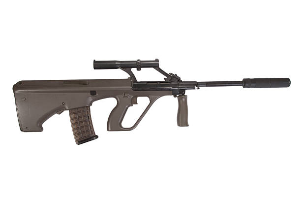 istock Steyer Aug assault rifle with silencer 518526319