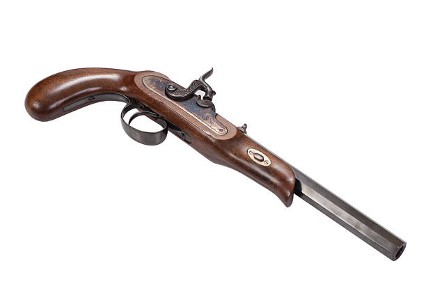 istock Old duel pistol isolated on white background 518526359