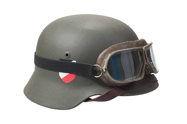 nazi german helmet with protective goggles
