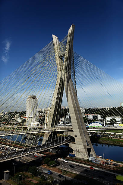 Cable-stayed bridge tourist point of Sao Paulo Cable-stayed bridge tourist point of Sao Paulo cable stayed bridge stock pictures, royalty-free photos & images