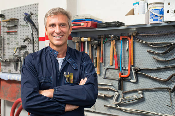 istock Portrait Of Happy Auto Mechanic 518528221