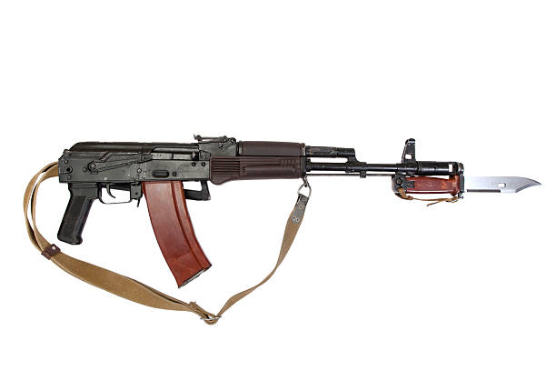 istock kalashnikov with bayonet isolated on a white background 518528605