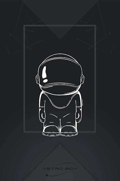 Hand drawn cartoon astronaut in space suit. Hand drawn cartoon astronaut in space suit. One died. Line art cosmic vector illustration cosmonaut who stand alone. Concept hello world astronaut drawings stock illustrations