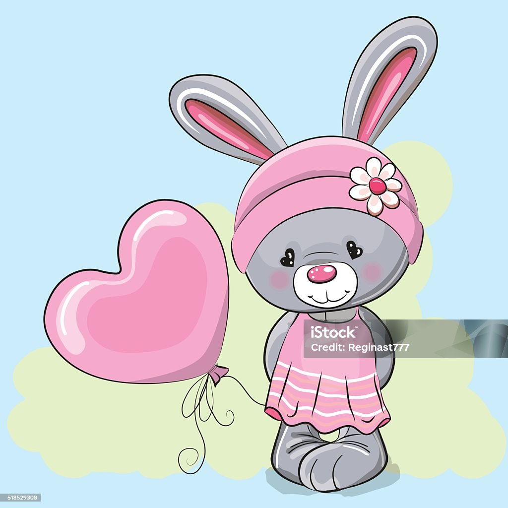 Cute Cartoon Rabbit Girl Cute Cartoon Rabbit Girl with a balloon Animal stock vector