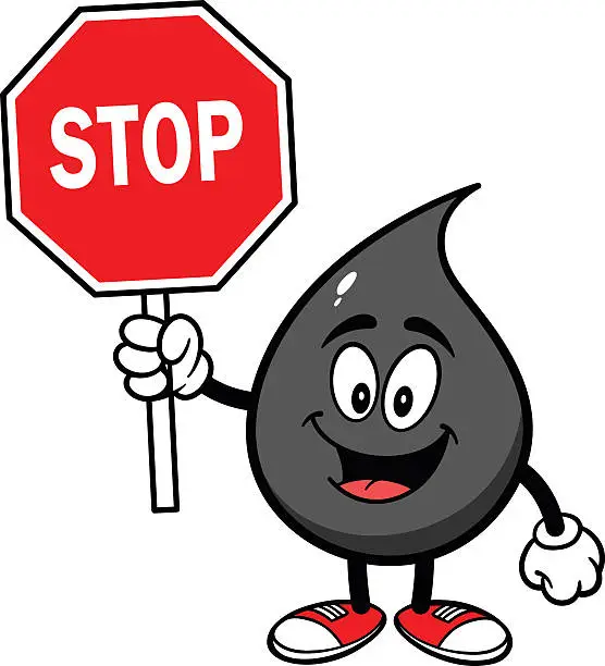 Vector illustration of Oil Drop with a Stop Sign