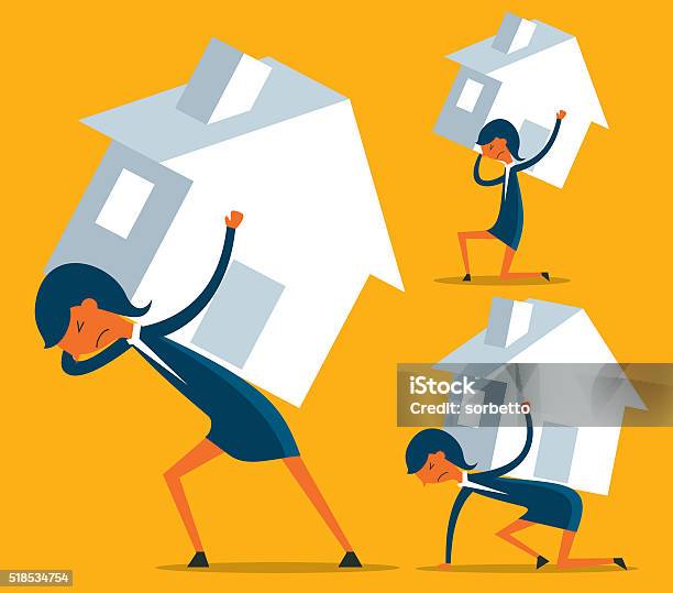 Home Loan Stock Illustration - Download Image Now - Bankruptcy, Businesswoman, Carrying